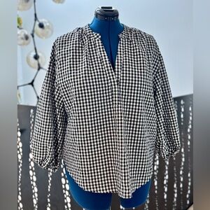 a new day Black and White Gingham Blouse - XL